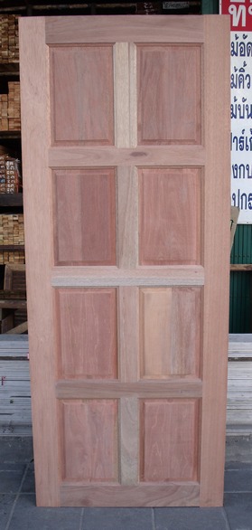 ประตูไม้เต็งแดง D1001 ขนาด 80x200ซม. ขอบบานใช้ไม้ 11/2x5นิ้ว